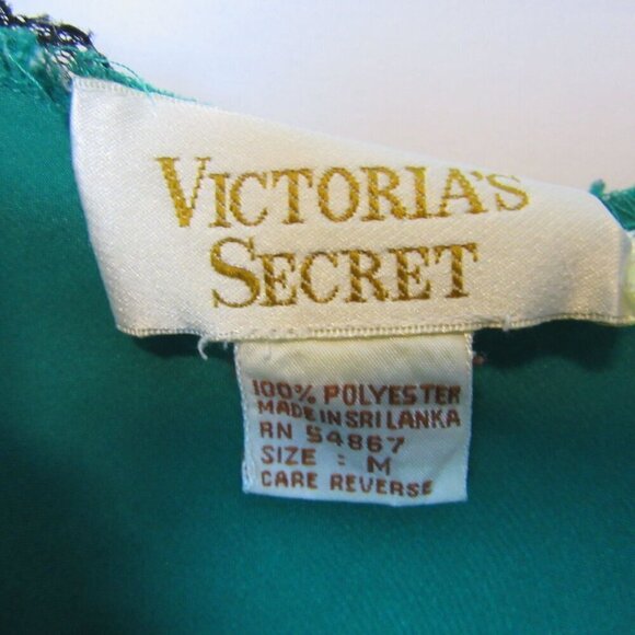 Vintage Victoria Secret Gold Label Green Slip Dress Black Lace Womens Medium - Picture 4 of 6